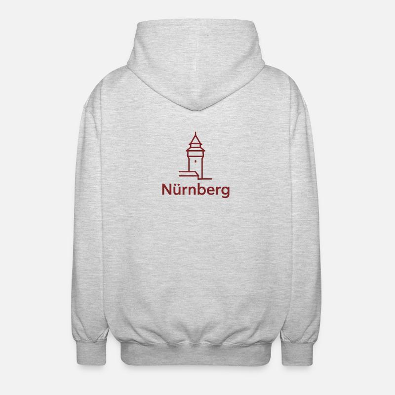 Nürnberg Turm Silhouette - Unisex Kapuzenjacke - Hellgrau meliert