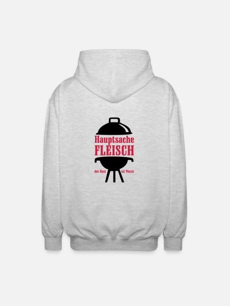 Grill, grillen, BBQ, Rost - Unisex Kapuzenjacke - Hellgrau meliert