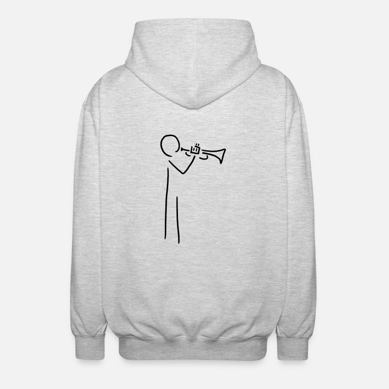 trompeter mit trompete - Unisex Kapuzenjacke - Hellgrau meliert