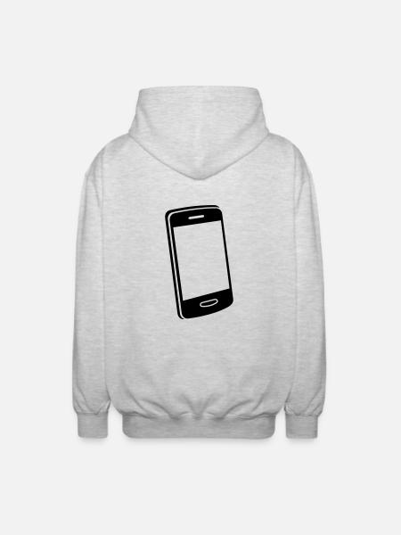 Handy Motiv - Unisex Kapuzenjacke - Hellgrau meliert