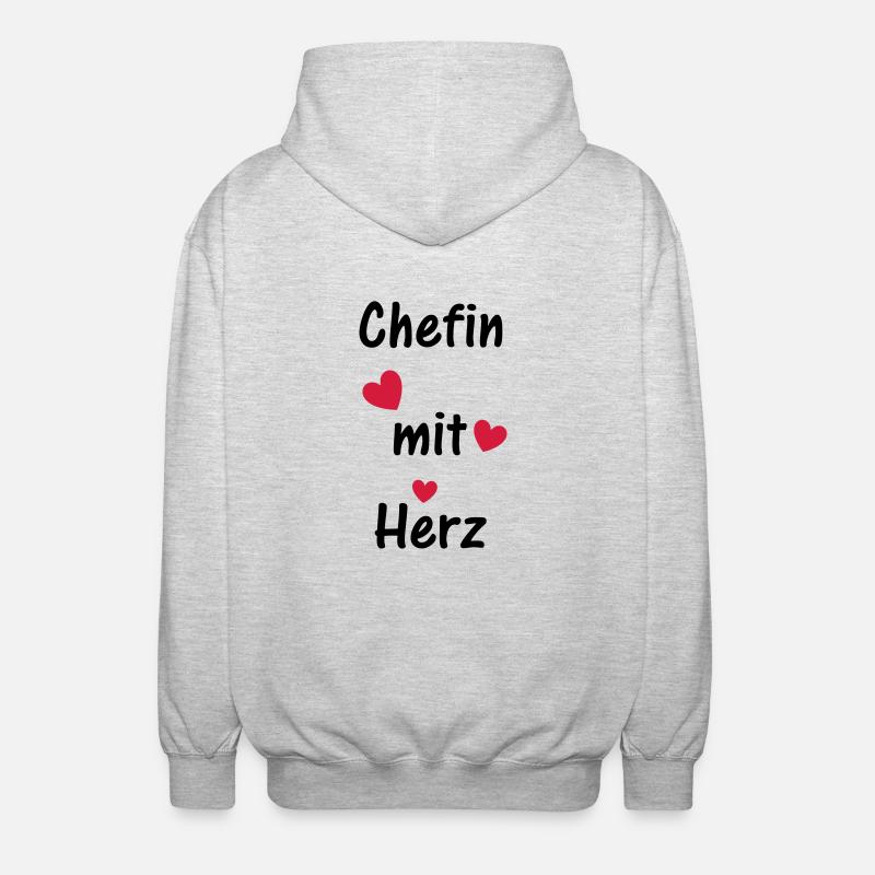 Chefin mit Herz - Unisex Kapuzenjacke - Hellgrau meliert