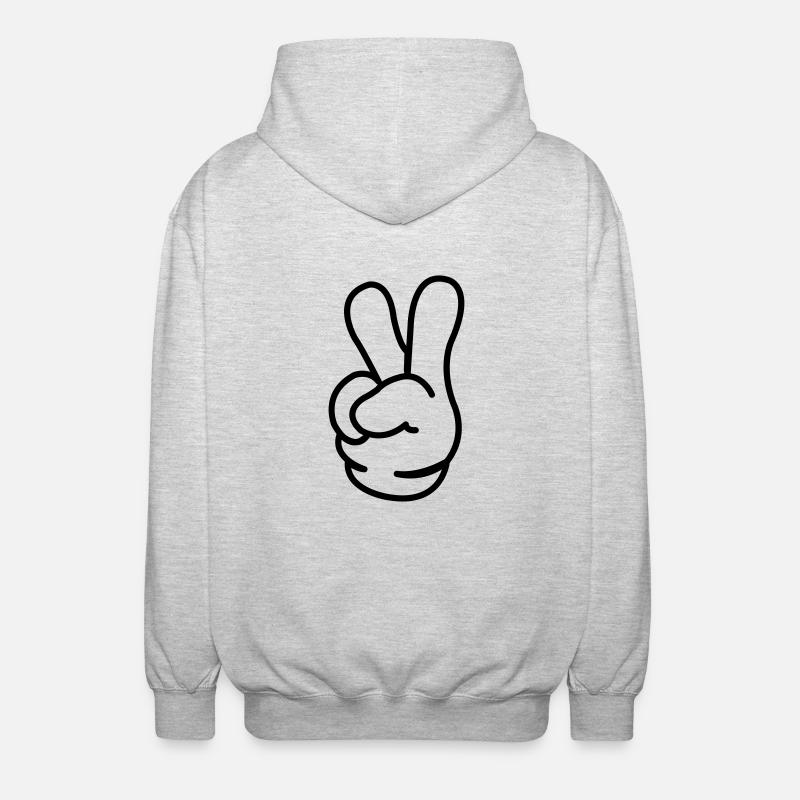 peace_comic_hand_01 - Unisex Hooded Jacket - light heather grey