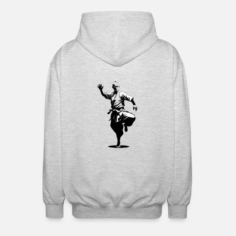 Shaolin Mönch - Kampfsport Sticker - Unisex Kapuzenjacke - Hellgrau meliert