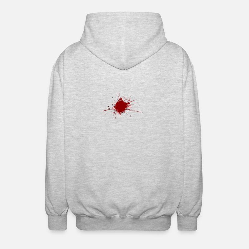 Blutspritzer aus einer Kugel Wunde - Unisex Kapuzenjacke - Hellgrau meliert
