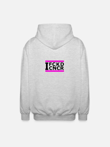 I FUCKED (BREAST) CANCER - Unisex Hooded Jacket - light heather grey