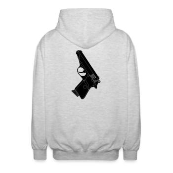 Pistole walther - Unisex Kapuzenjacke - Hellgrau meliert - Hinten - AI Model Male 185 light (185cm)