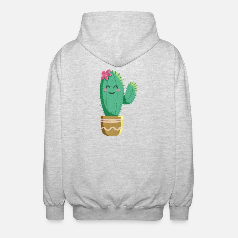 Süßer Kaktus mit Blume - Unisex Kapuzenjacke - Hellgrau meliert
