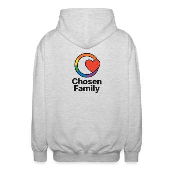 Inklusives Herz mit Regenbogenrahmen - Unisex Kapuzenjacke - Hellgrau meliert - Hinten - AI Model Male 185 light (185cm)