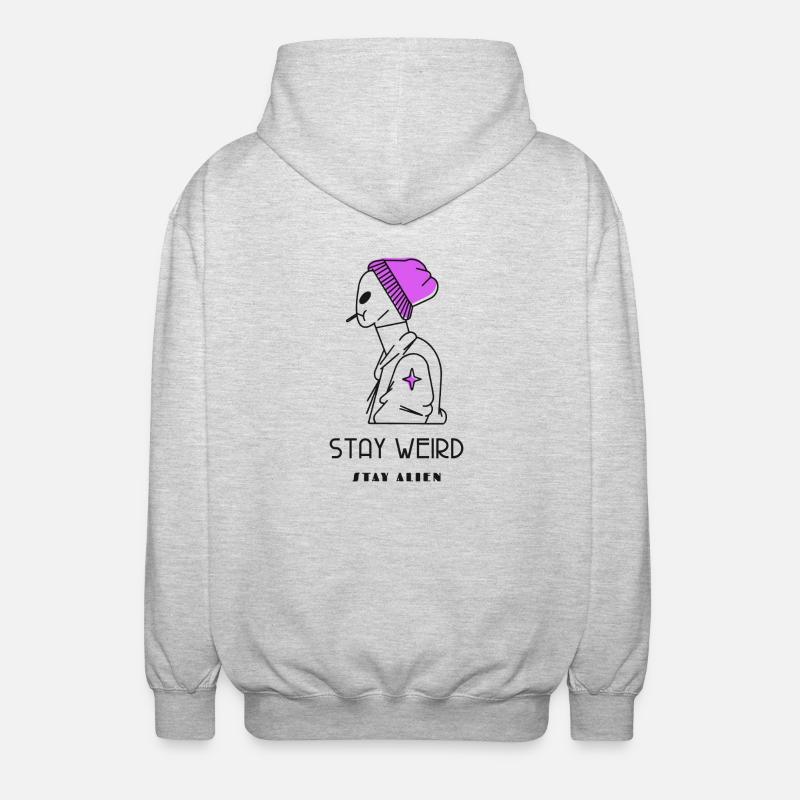 Restez bizarre Restez étranger - Veste à capuche unisexe - gris clair chiné