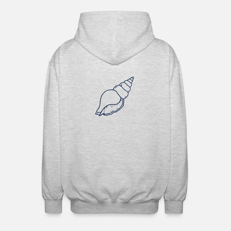 Seashell Minimal Ocean Beach Aesthetic Design - Unisex Hooded Jacket - light heather grey