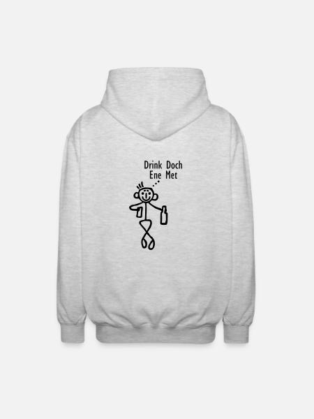 Drink doch ene met - Unisex Kapuzenjacke - Hellgrau meliert