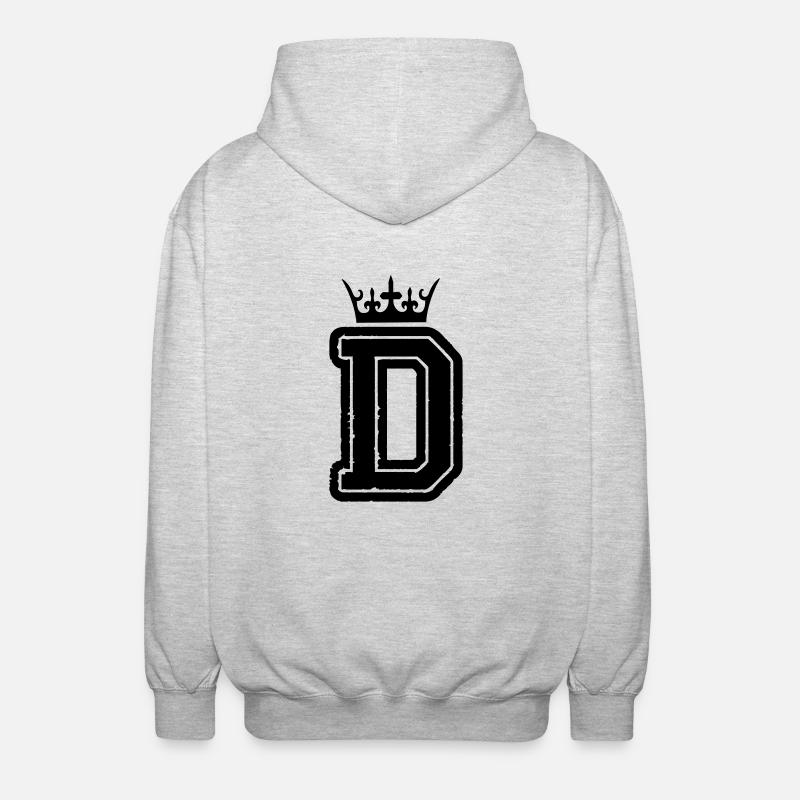 buchstabe_d_king_01 - Unisex Kapuzenjacke - Hellgrau meliert