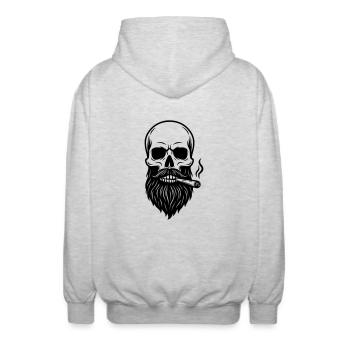 Totenschädel - Rauch - Unisex Kapuzenjacke - Hellgrau meliert - Hinten - AI Model Male 185 light (185cm)