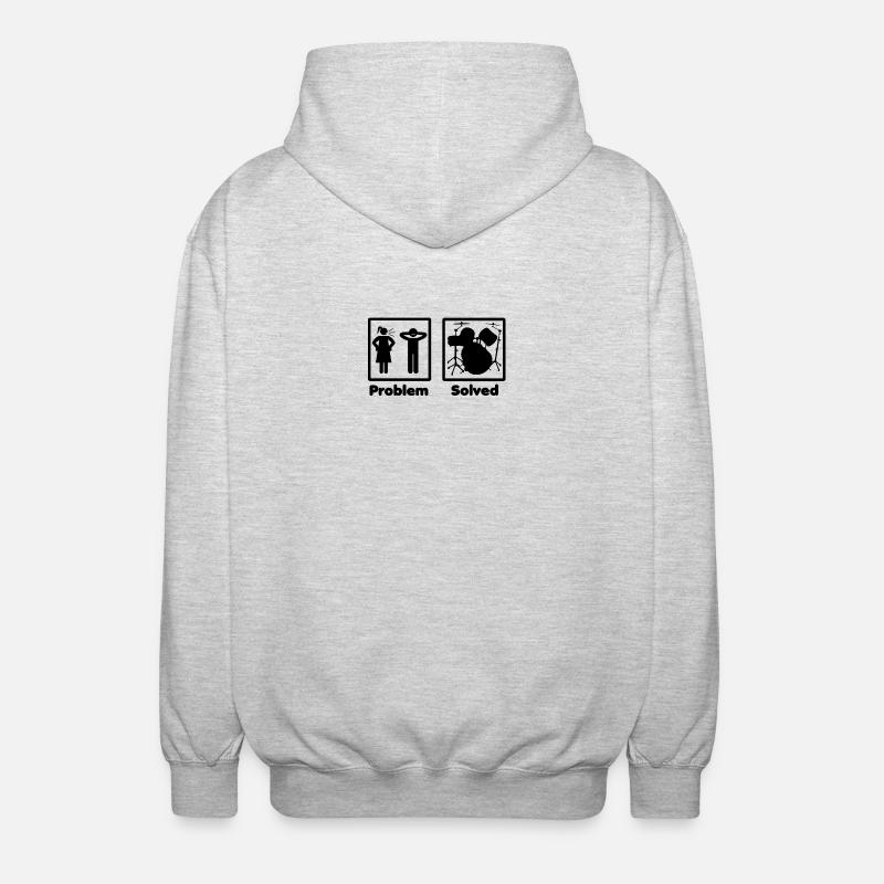 problem solved DRUMMER DRUMS drums - Unisex Hooded Jacket - light heather grey