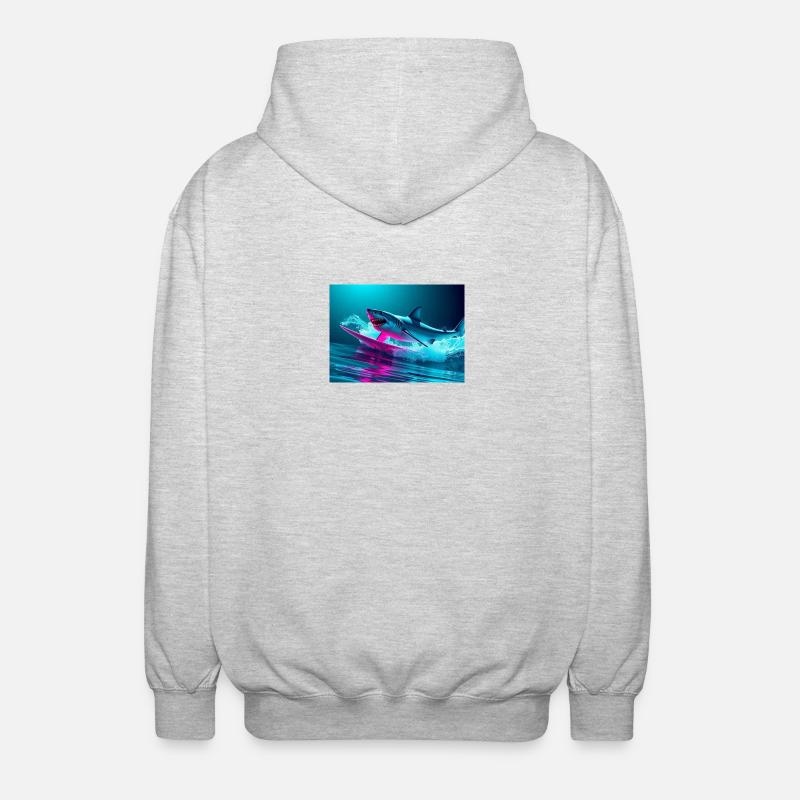 Neon Shark Sprinter Design - Unisex Kapuzenjacke - Hellgrau meliert