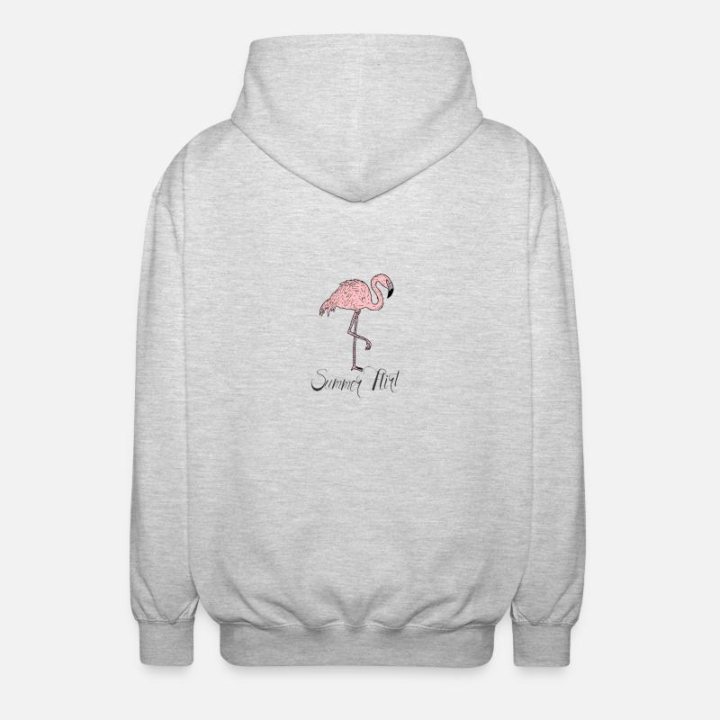 Flamingo - Summer Flirt - Comic - Unisex Kapuzenjacke - Hellgrau meliert
