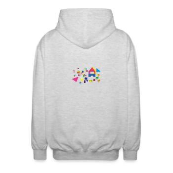 Building blocks - Unisex Hooded Jacket - light heather grey - Back - AI Model Male 185 light (185cm)