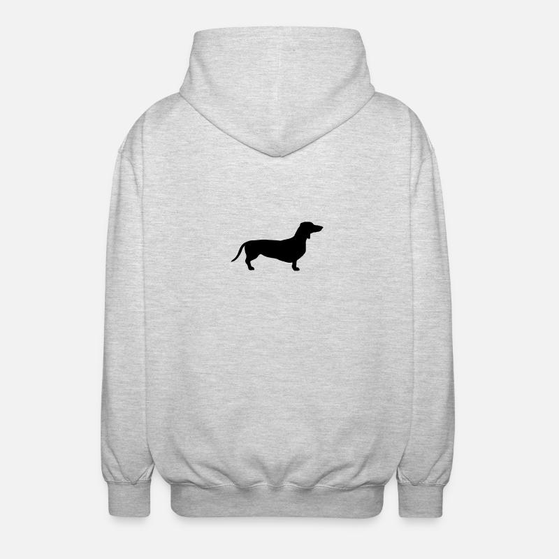 Dackel schwarz - Unisex Kapuzenjacke - Hellgrau meliert
