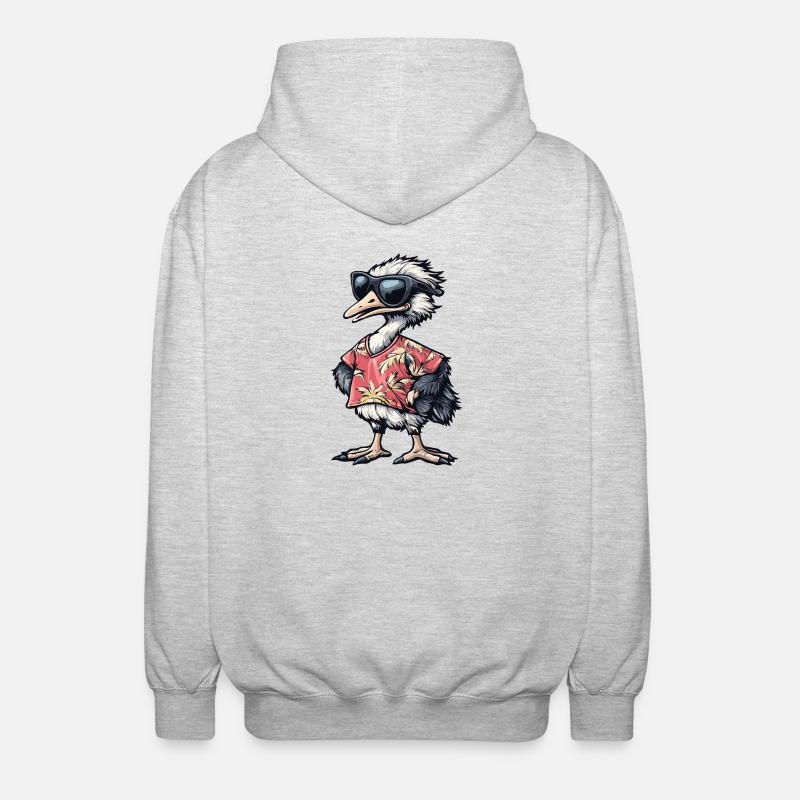Strauß Comic Urlaub - Unisex Kapuzenjacke - Hellgrau meliert