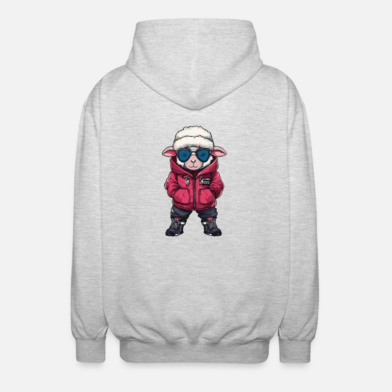 Schaf Cool Comic - Unisex Kapuzenjacke - Hellgrau meliert