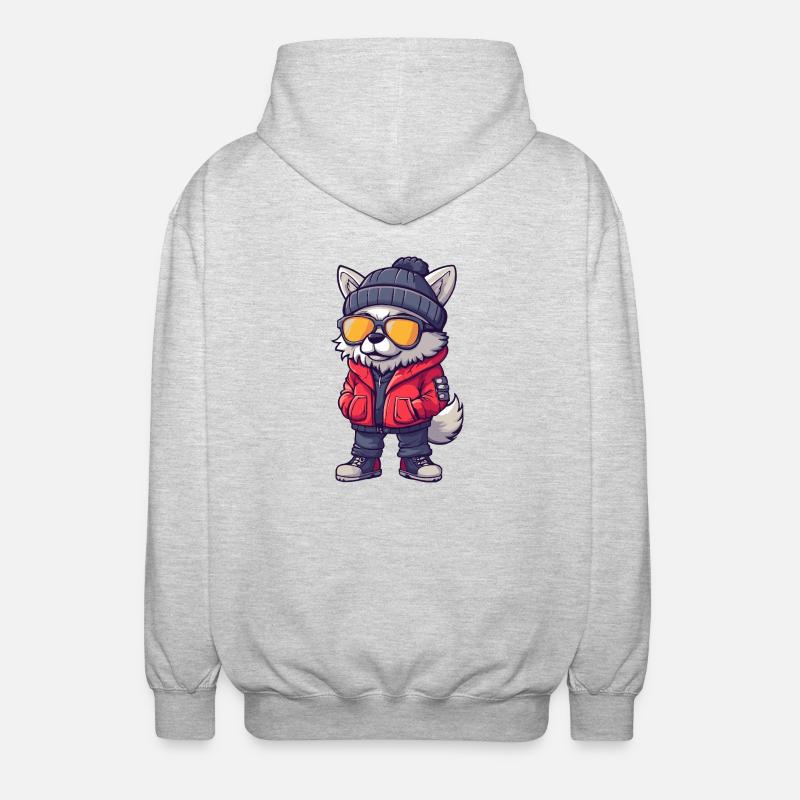 Bande dessinée cool loup - Veste à capuche unisexe - gris clair chiné
