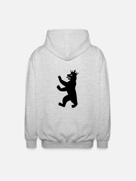 Berliner Bär mit Krone - Unisex Hooded Jacket - light heather grey