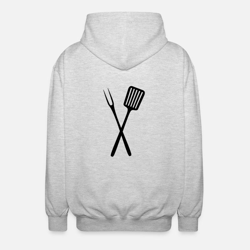 Grillbesteck - Unisex Kapuzenjacke - Hellgrau meliert