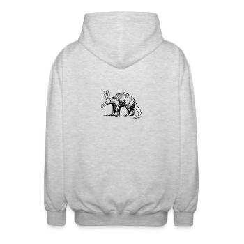 aardvark erdferkel3 - Unisex Kapuzenjacke - Hellgrau meliert - Hinten - AI Model Male 185 light (185cm)