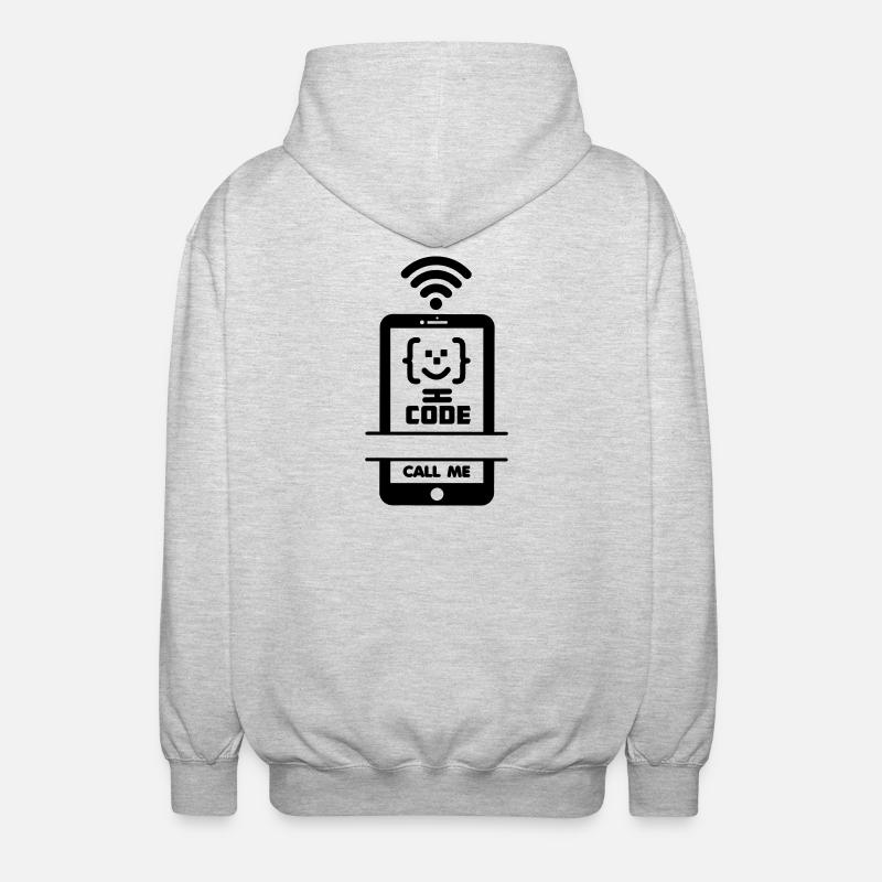 Call me phone coder gezchtje - Unisex Kapuzenjacke - Hellgrau meliert