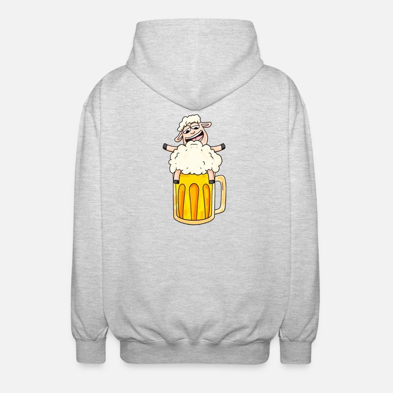 Beer Sheep Comic - Unisex Hooded Jacket - light heather grey