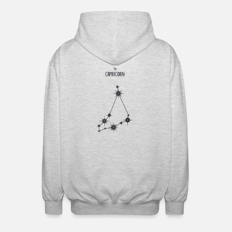 Steinbock Sternzeichen Sternbild Schwarz & Grau - Unisex Kapuzenjacke - Hellgrau meliert
