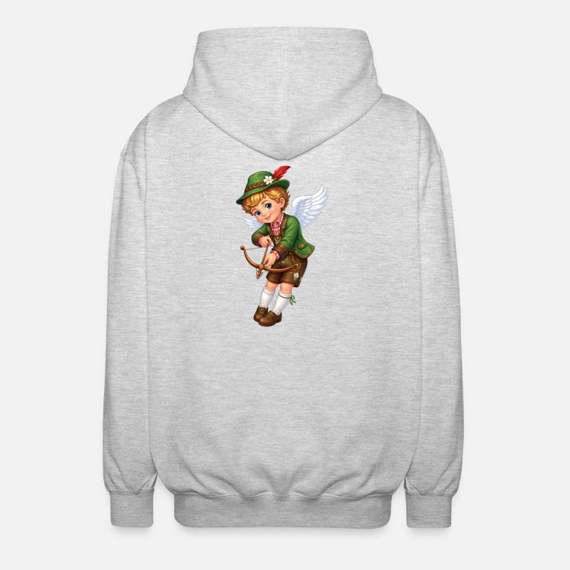 Bayerischer Amor mit Armbrust - Unisex Kapuzenjacke - Hellgrau meliert