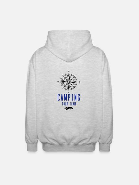 camping tour team - Unisex Kapuzenjacke - Hellgrau meliert
