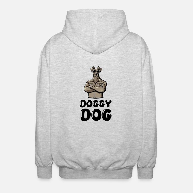 Bande dessinée de chien - Veste à capuche unisexe - gris clair chiné