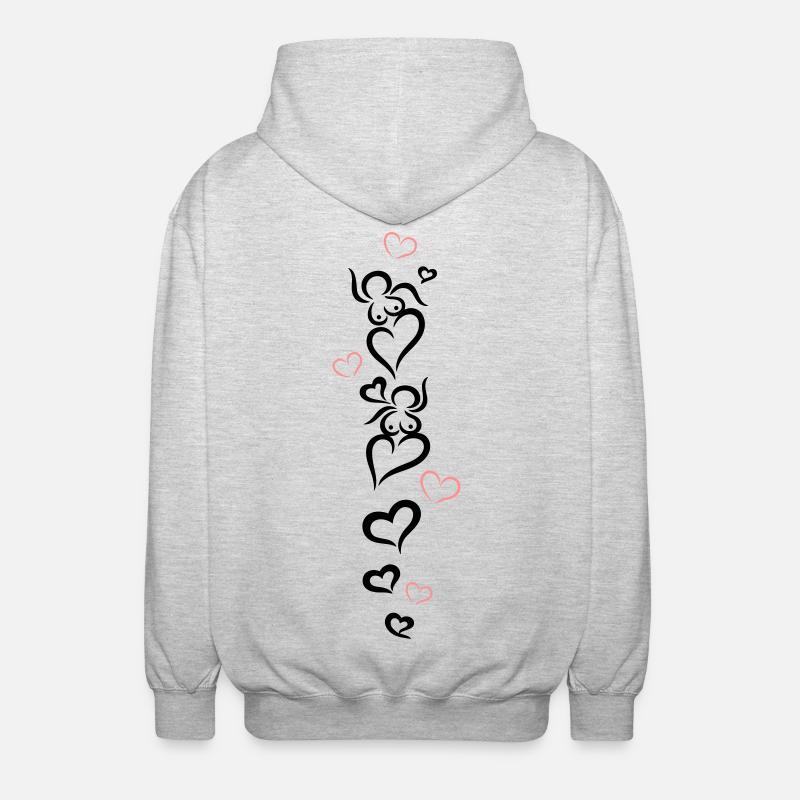 Petites mamans avec beaucoup de coeurs. - Veste à capuche unisexe - gris clair chiné