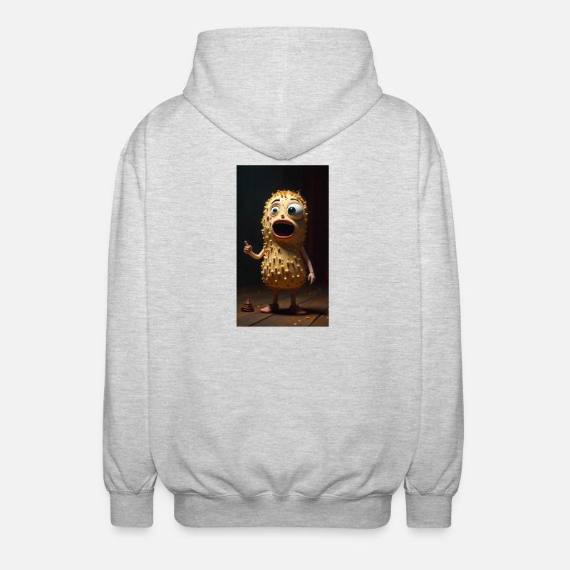 Spiky Peanut Maskottchen - Unisex Kapuzenjacke - Hellgrau meliert