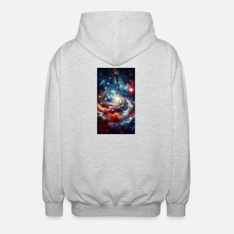 Kosmische Spirale: Sternennebel - Unisex Kapuzenjacke - Hellgrau meliert