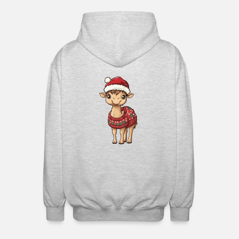 Kamel Weihnachten Comic - Unisex Kapuzenjacke - Hellgrau meliert