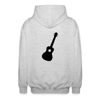 Ukulélé Cadeau semblable à une guitare - Veste à capuche unisexe - gris clair chiné - Dos - AI Model Male 185 light (185cm)