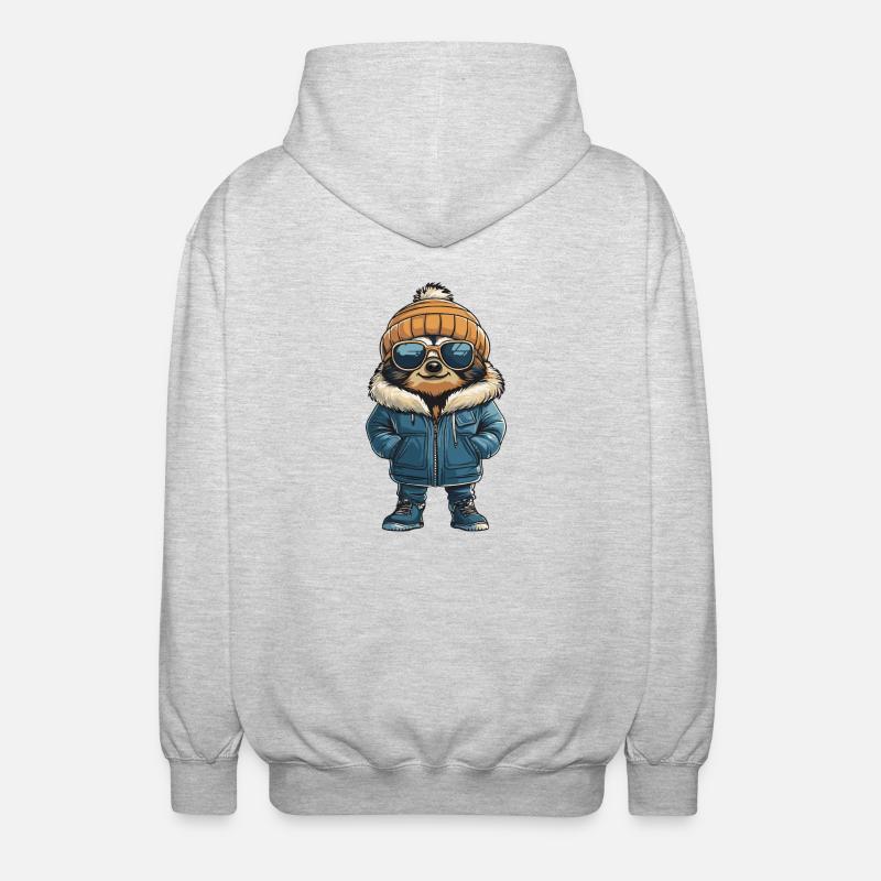 Sloth Winter Comic - Unisex Hooded Jacket - light heather grey