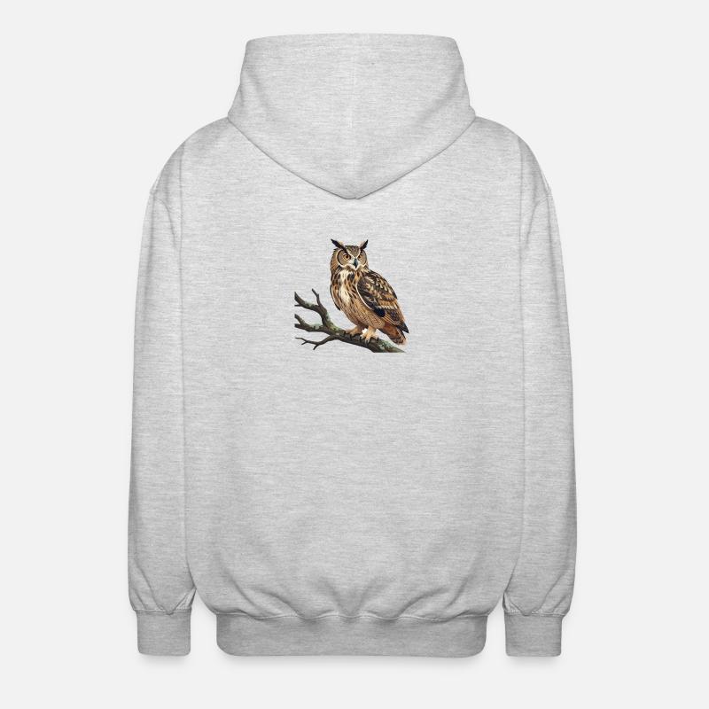 Uhu Eule - Unisex Kapuzenjacke - Hellgrau meliert