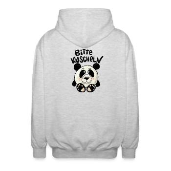 Panda Kuscheln - Unisex Kapuzenjacke - Hellgrau meliert - Hinten - AI Model Male 185 light (185cm)