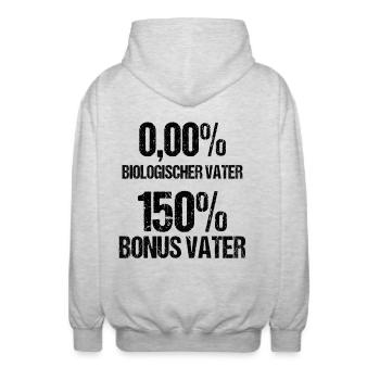 Bonus Vater Papa Papi Stiefvater Vatertag Geschenk - Unisex Kapuzenjacke - Hellgrau meliert - Hinten - AI Model Male 185 light (185cm)