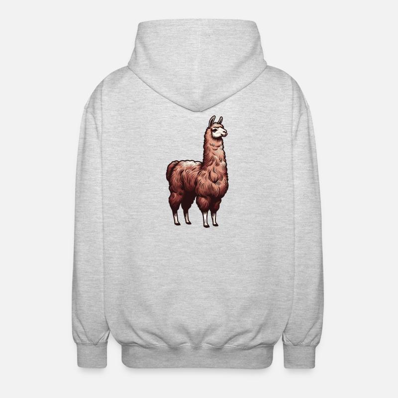 Lama brun - Veste à capuche unisexe - gris clair chiné