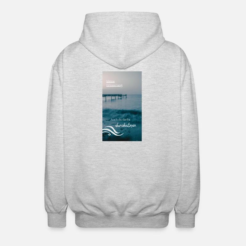 Meeresrauschen Erinnerungstext - Unisex Kapuzenjacke - Hellgrau meliert