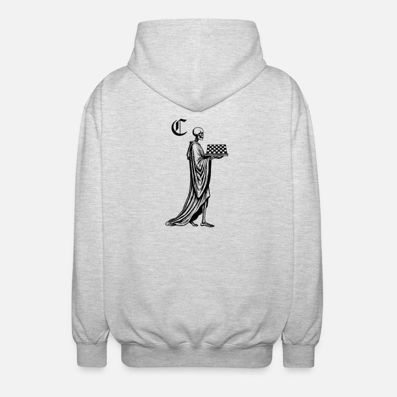 skeleton with chessboard - Unisex Hooded Jacket - light heather grey