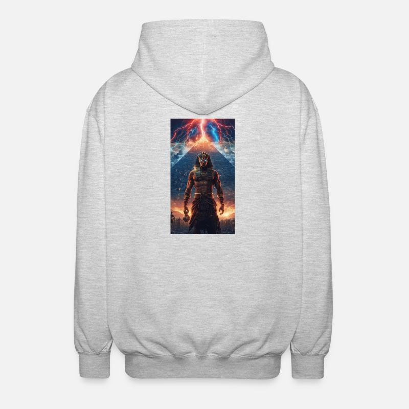 Donnerpharao vor der Pyramide - Unisex Kapuzenjacke - Hellgrau meliert