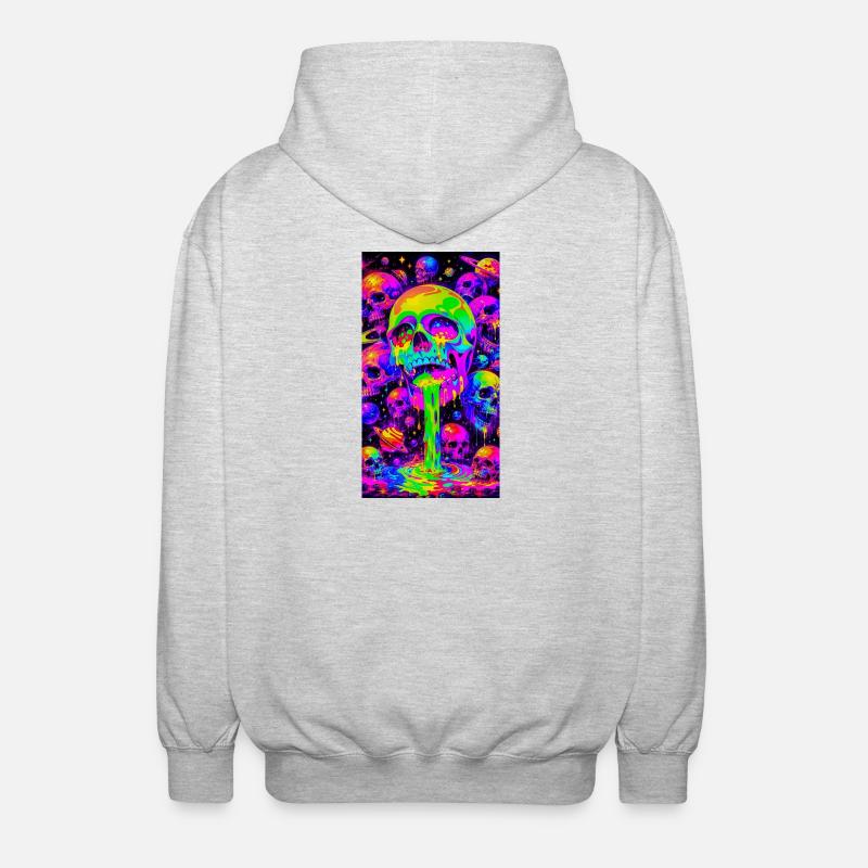 Psychedelic Neon Skeletons - Unisex Hooded Jacket - light heather grey