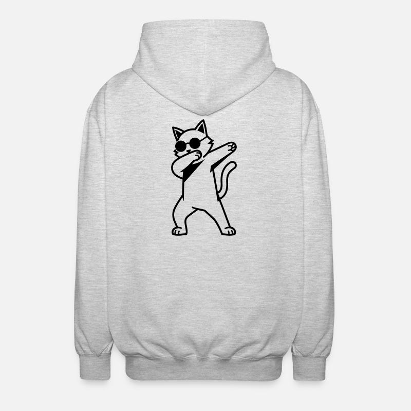 cat dab - Unisex Hooded Jacket - light heather grey