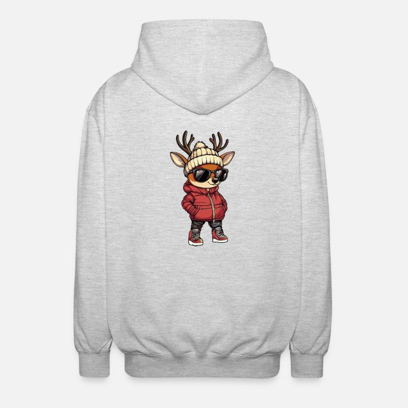 Cerf Cool Bande Dessinée - Veste à capuche unisexe - gris clair chiné